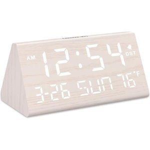 Digital Alarm Clocks for Bedrooms - Wooden Electric Clock for Living Room Decor